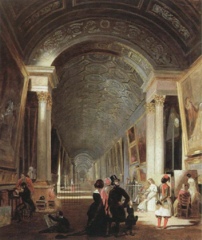  view of the grande galerie of the louvre